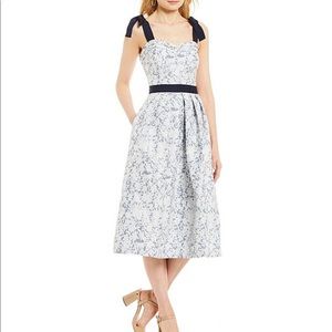 Fit-and-Flare Jacquard Floral Midi Dress